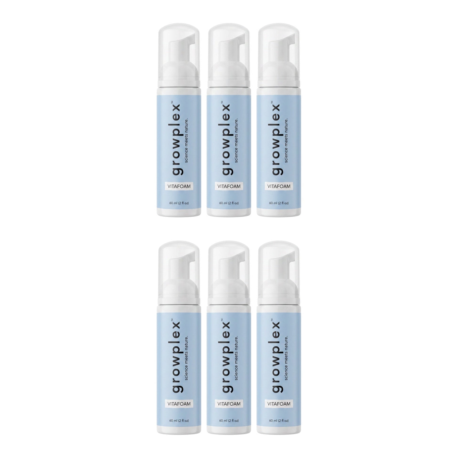 Growplex VitaFoam Minoxidil Foam 5% for Women & Men - 6 month supply, 6 x 60 ml foam bottles