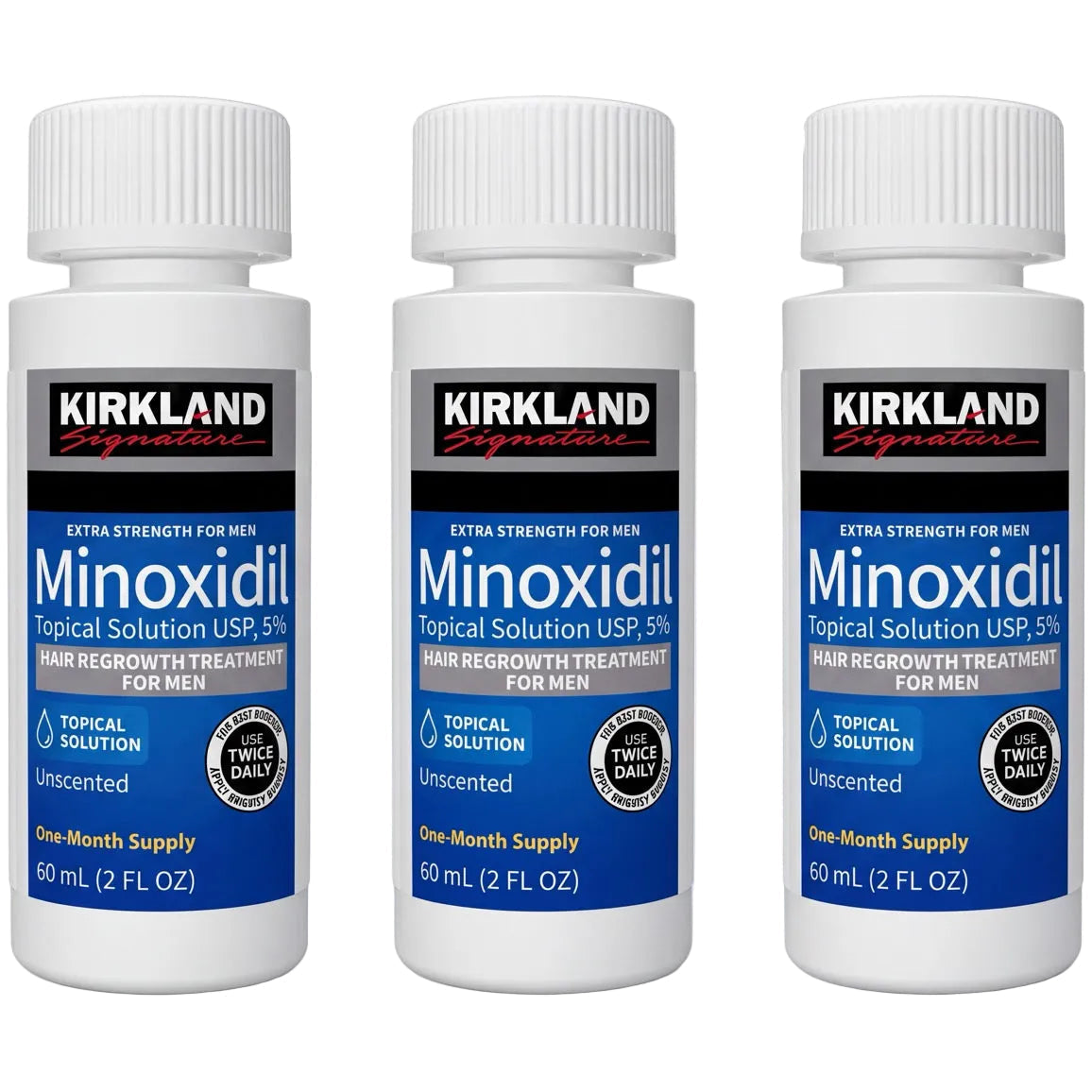 Kirkland Signature Minoxidil 5% lotion for men - 3 month supply, 3 x 60 ml bottles