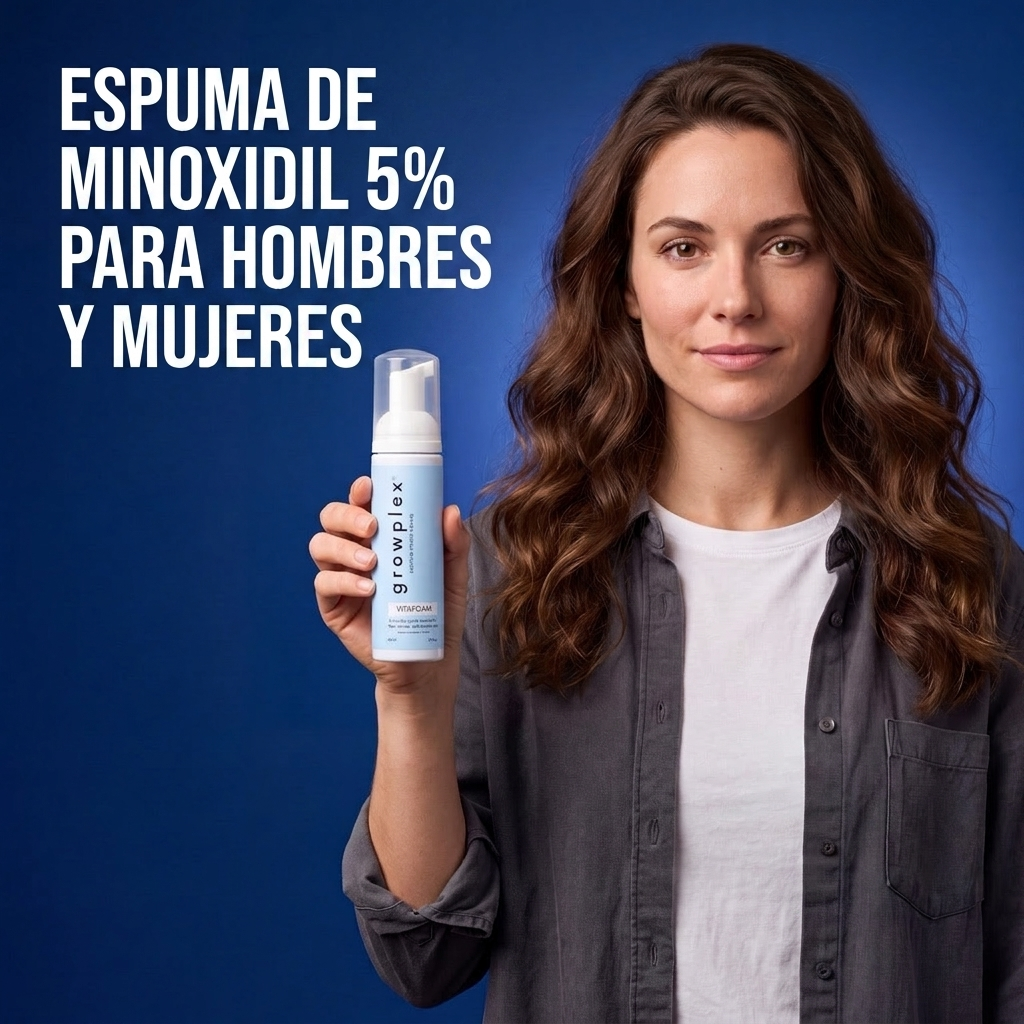 Growplex VitaFoam Espuma de Minoxidil 5% para Mujeres y Hombres – Suministro para 6 Meses