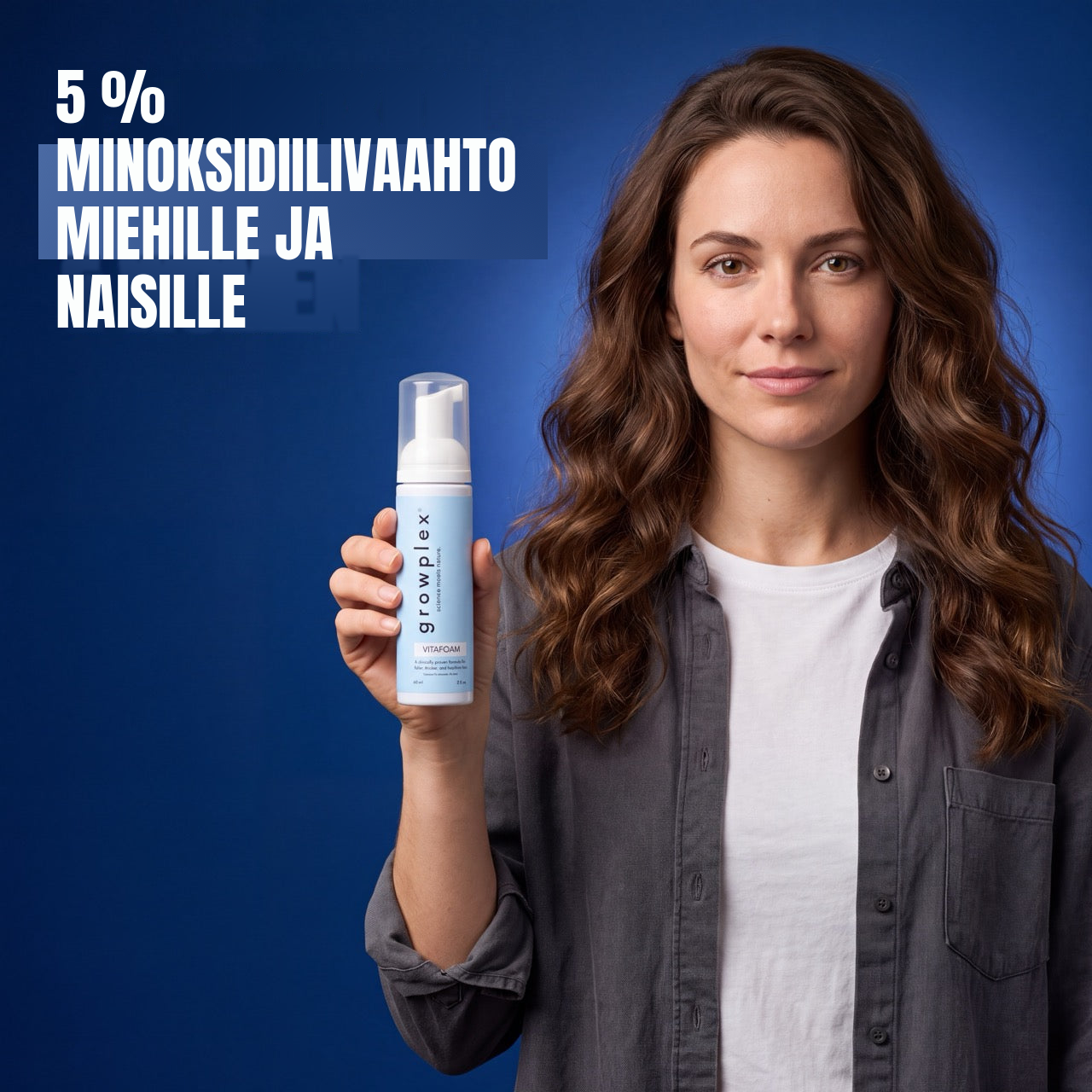 Growplex VitaFoam Minoksidiilivaahto 5% naisille ja miehille – 12 kuukauden pakkaus