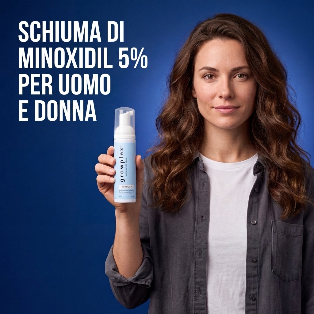 Growplex VitaFoam Schiuma Minoxidil 5% per Donne e Uomini – Scorta per 6 Mesi