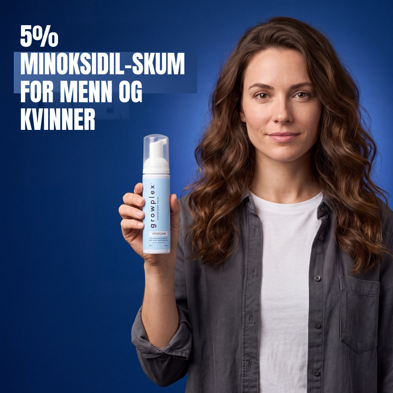 Growplex VitaFoam Minoksidil Skum 5% for Kvinner & Menn - 12 Måneders Forbruk