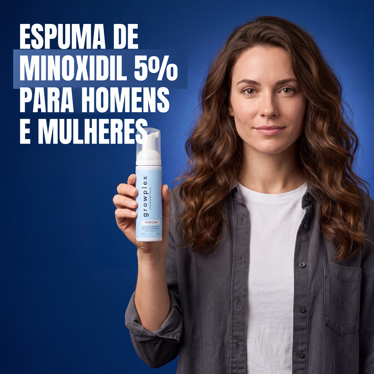 Growplex VitaFoam Espuma de Minoxidil 5% para Mulheres e Homens - Fornecimento para 12 Meses