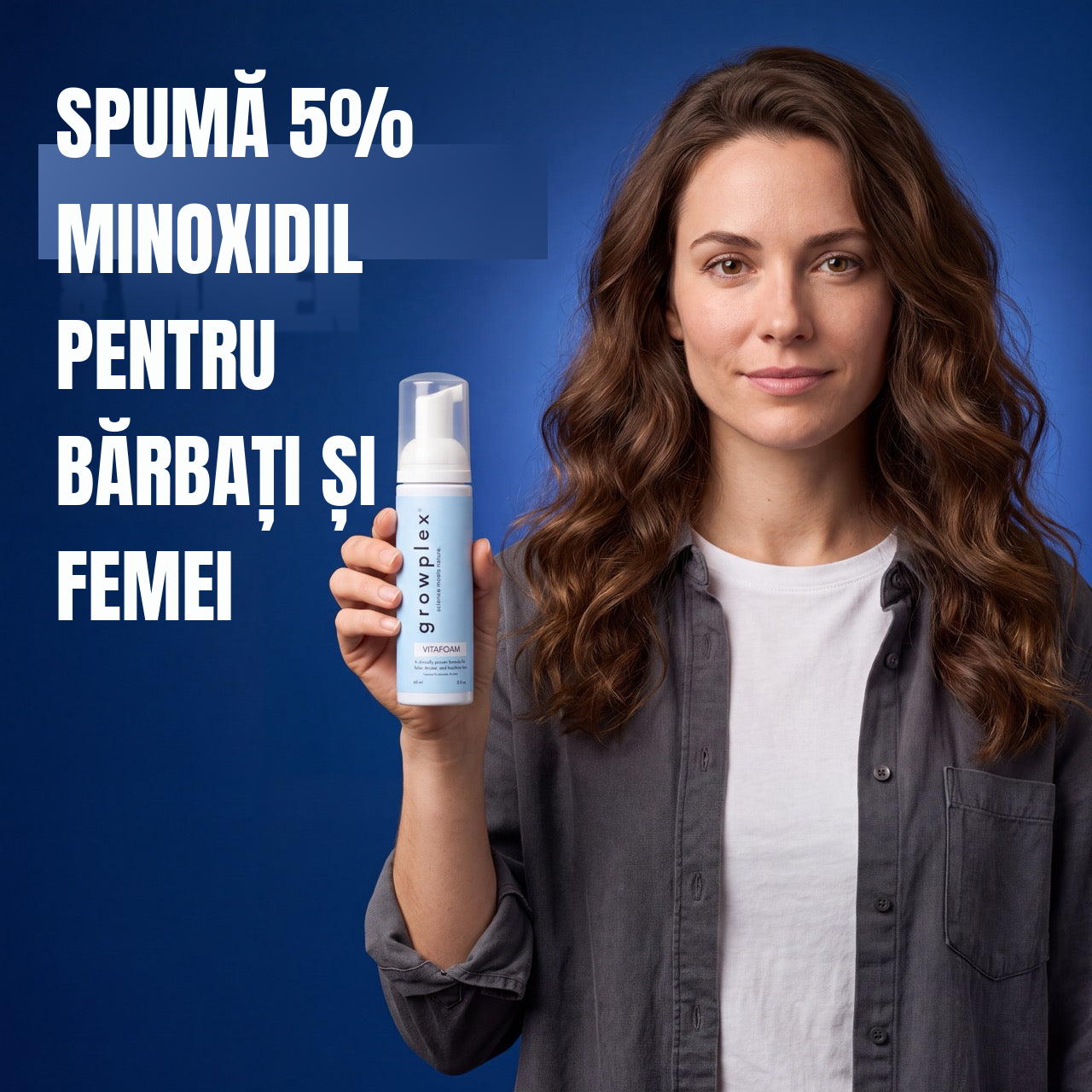 Growplex VitaFoam Spumă Minoxidil 5% pentru Femei & Bărbați - Rezervă pentru 12 luni