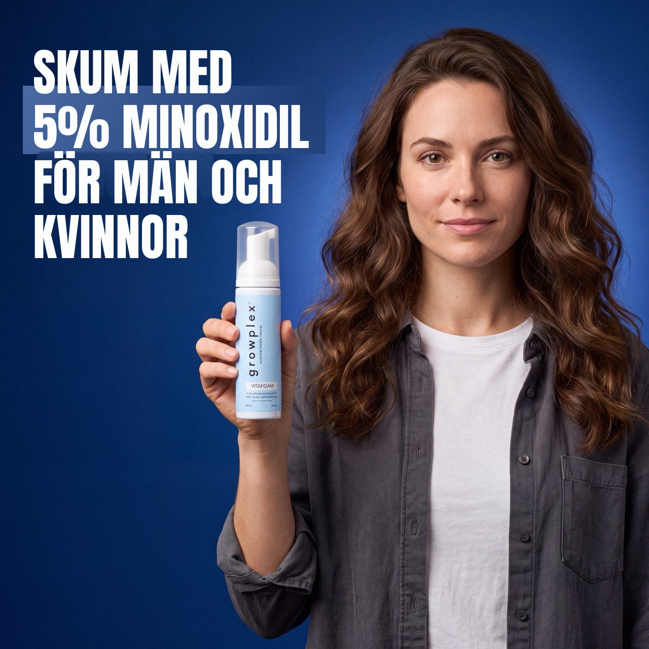 Growplex VitaFoam Minoxidil-skum 5% för kvinnor och män – 12 månaders förbrukning