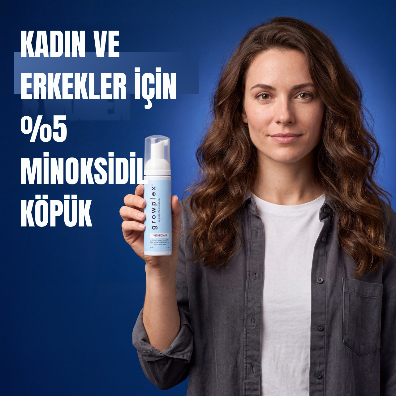 Growplex VitaFoam Minoksidil Köpük 5% Kadın & Erkekler İçin - 12 Aylık Kullanım