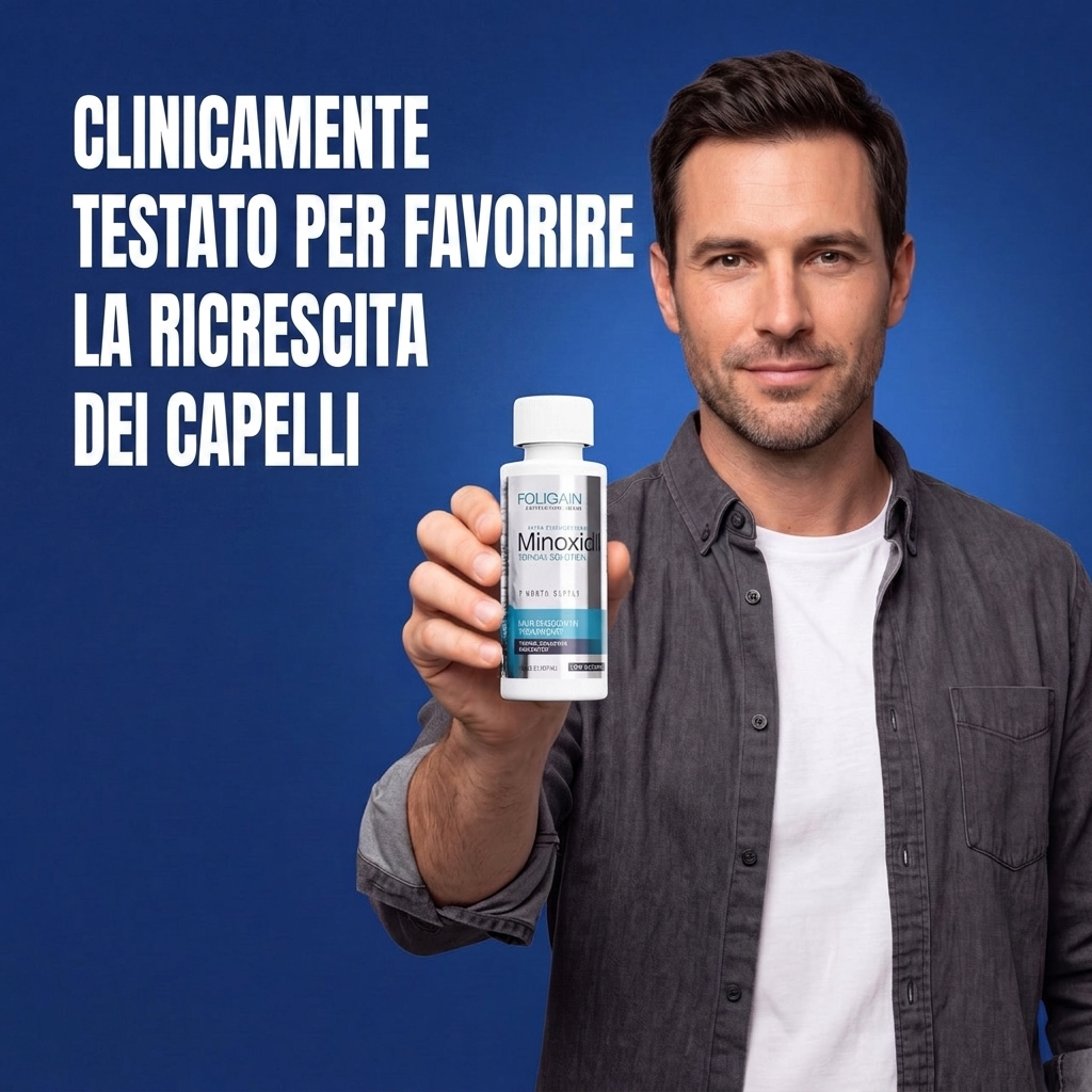 Foligain Lozione Minoxidil 5% per Uomo – Pelle Sensibile – Scorta per 9 Mesi