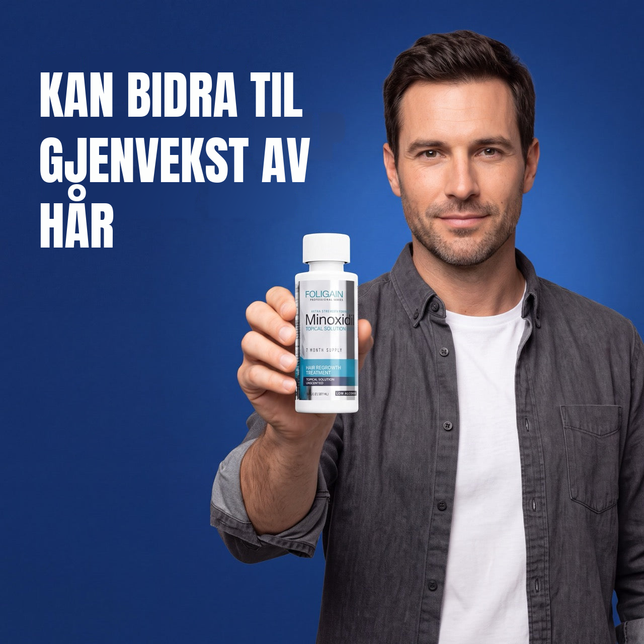 Foligain minoksidil-liniment 5 % for menn - sensitiv hud - 12 måneders forbruk