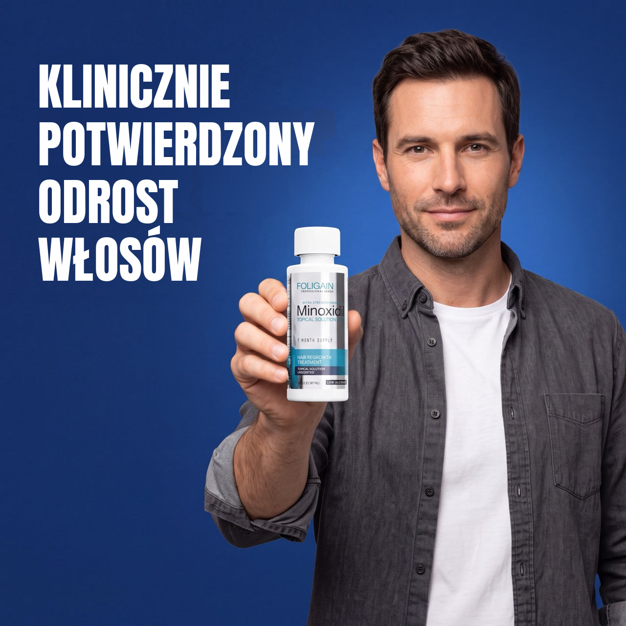 Foligain Płyn z Minoksydylem 5% dla Mężczyzn - Skóra Wrażliwa - Zapas na 12 Miesięcy