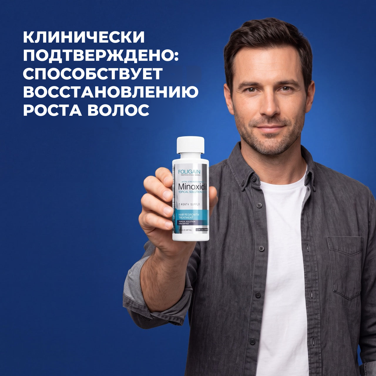 Foligain раствор миноксидила 5% для мужчин — для чувствительной кожи — запас на 12 месяцев