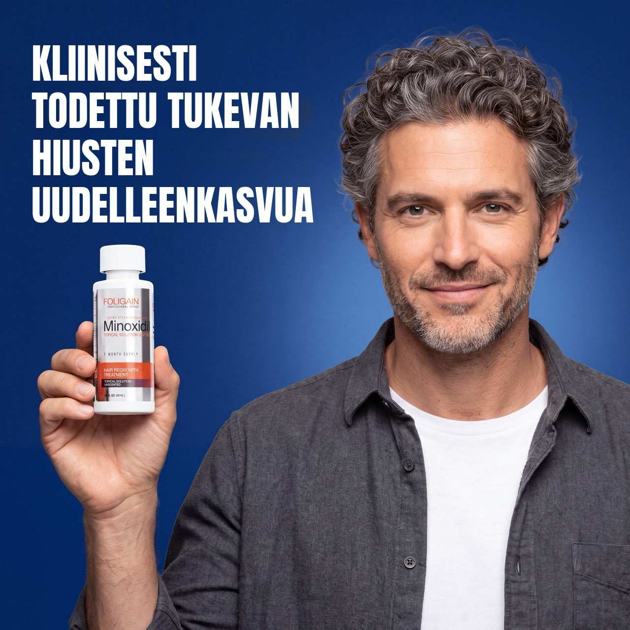 Foligain Minoxidil-liuos 5 % miehille - 12 kuukauden pakkaus