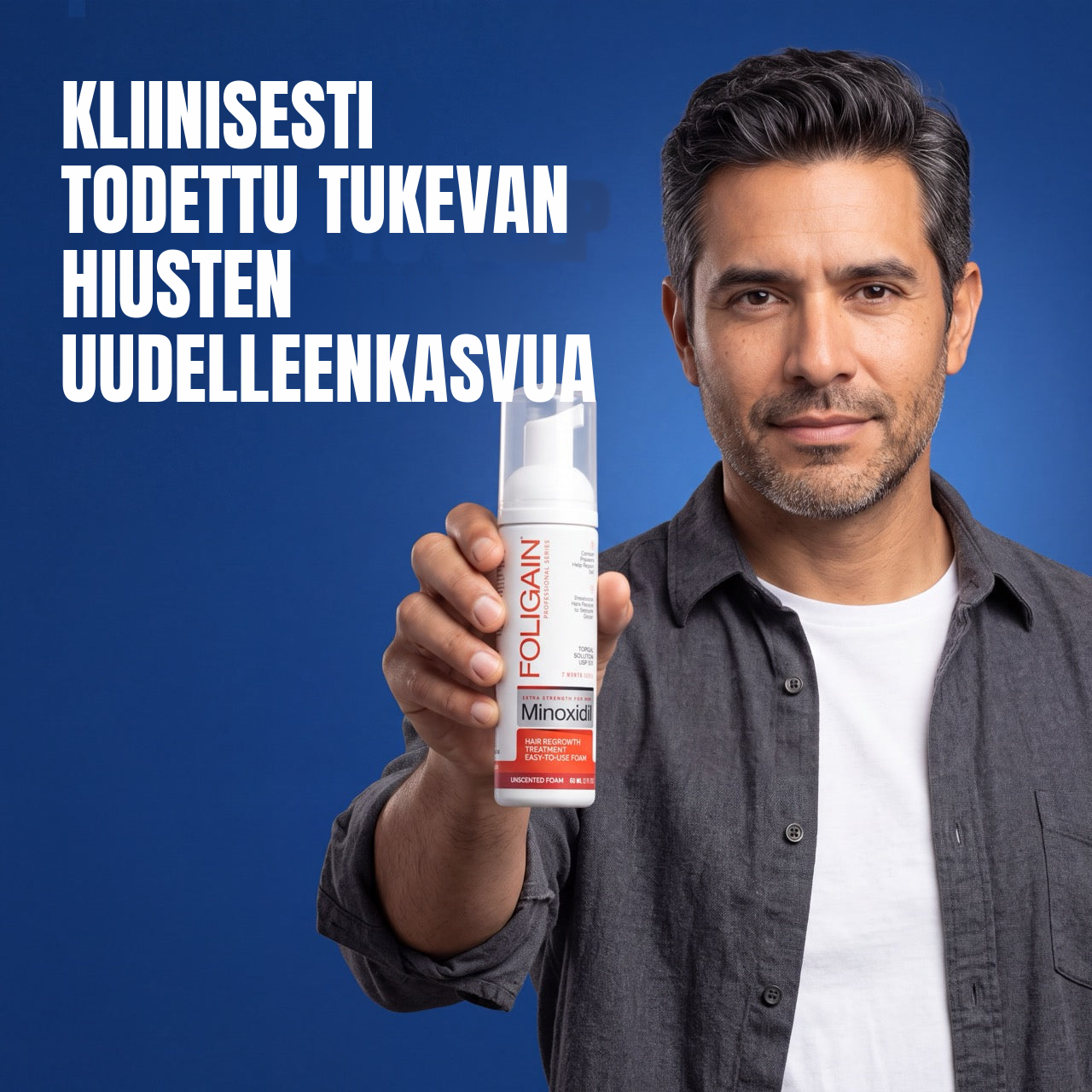 Foligain Minoksidiilivaahto 5% miehille – 12 kuukauden pakkaus