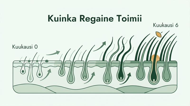 Miten Regaine vaikuttaa kuuden kuukauden aikana