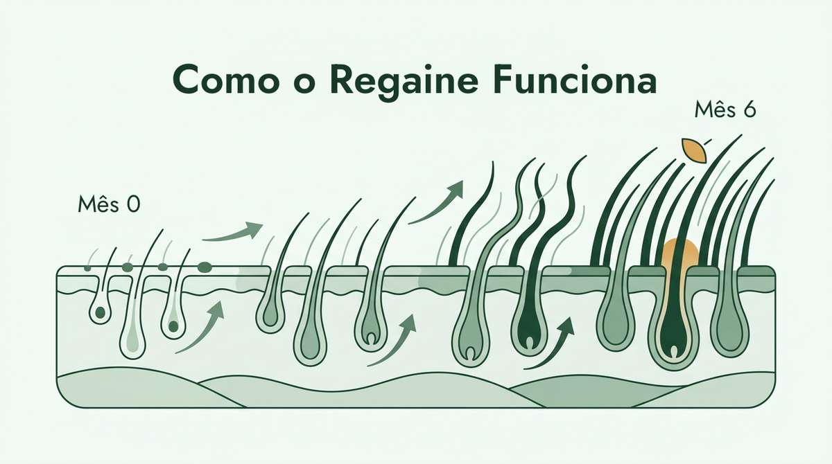 Como o Regaine age ao longo de seis meses