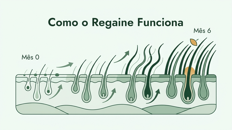 Como o Regaine age ao longo de seis meses