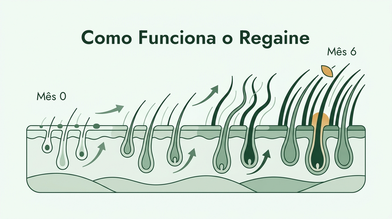 Como o Regaine atua ao longo de seis meses