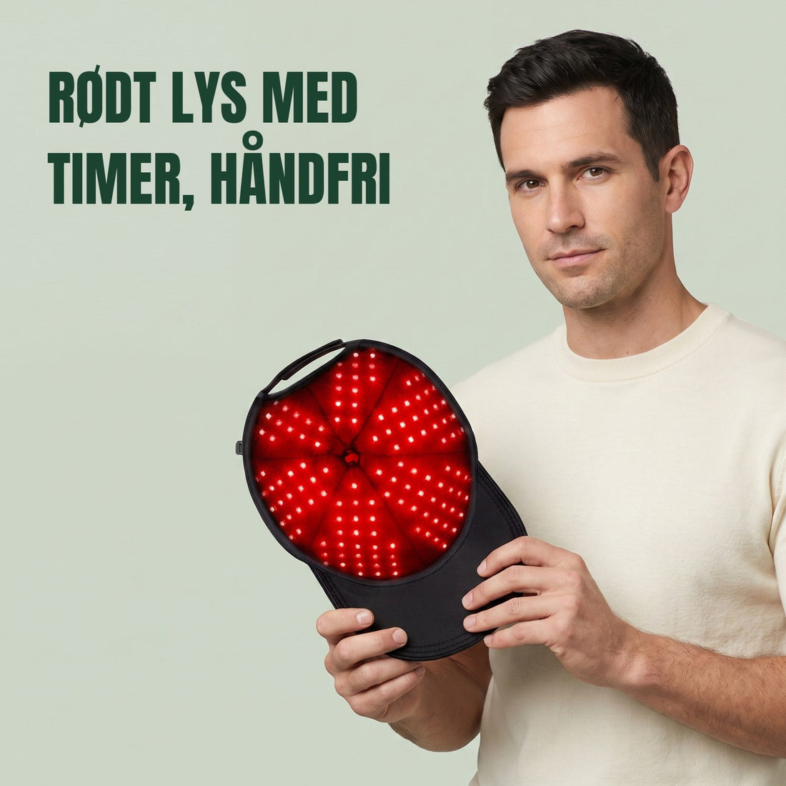 Infrarød hårvæksthætte med 180 røde lysdioder i foret