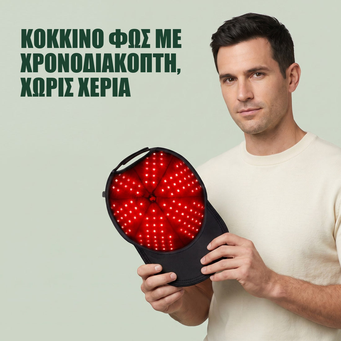 Υπέρυθρος σκούφος για την ανάπτυξη των μαλλιών με 180 κόκκινες λυχνίες LED στην επένδυση