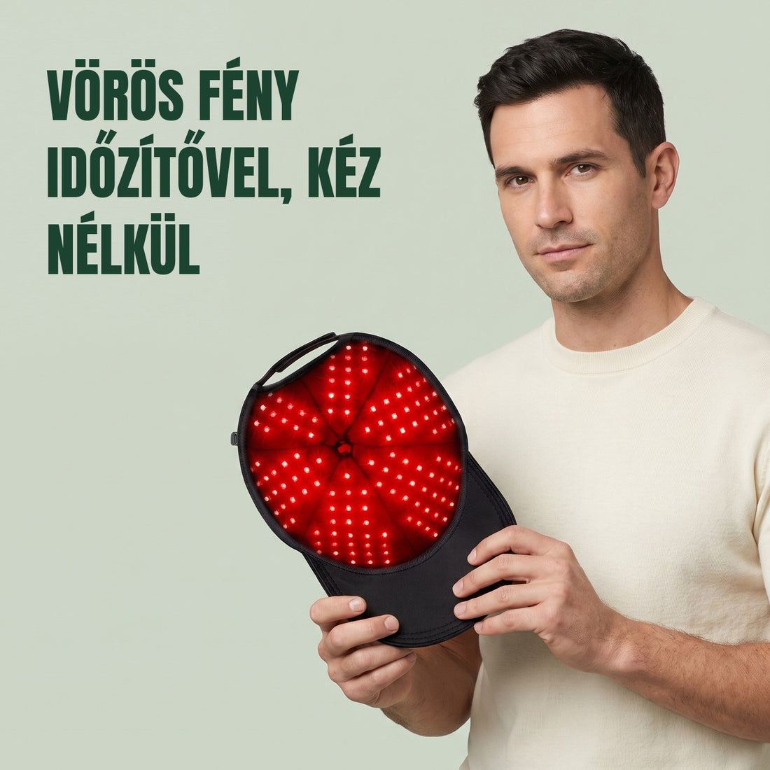 Infravörös hajnövekedést serkentő sapka 180 piros LED-del a bélésben