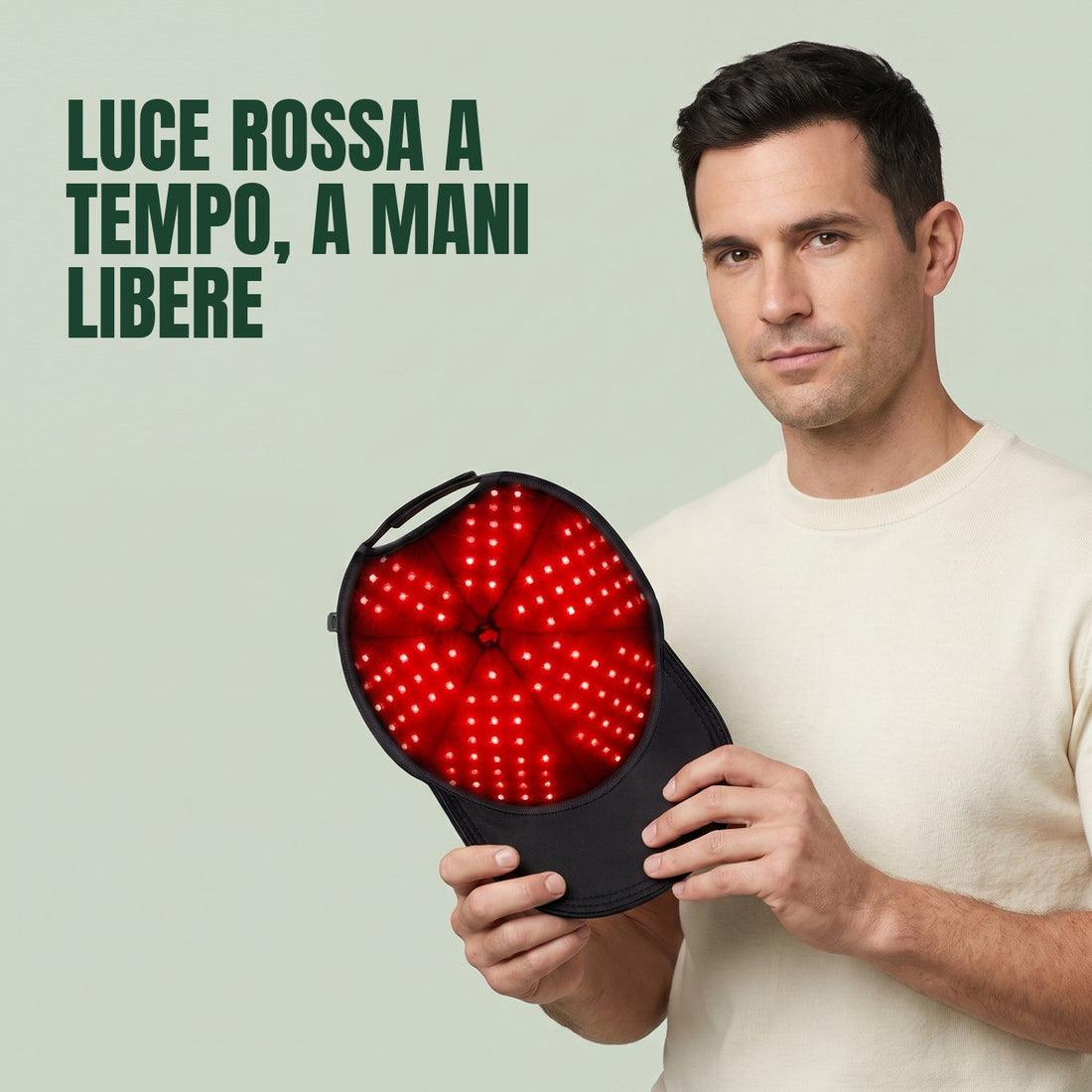 Casco a infrarossi con 180 LED rossi nella fodera