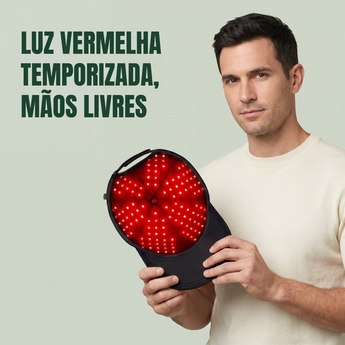 Touca de infravermelhos para crescimento capilar com 180 LEDs vermelhos no interior