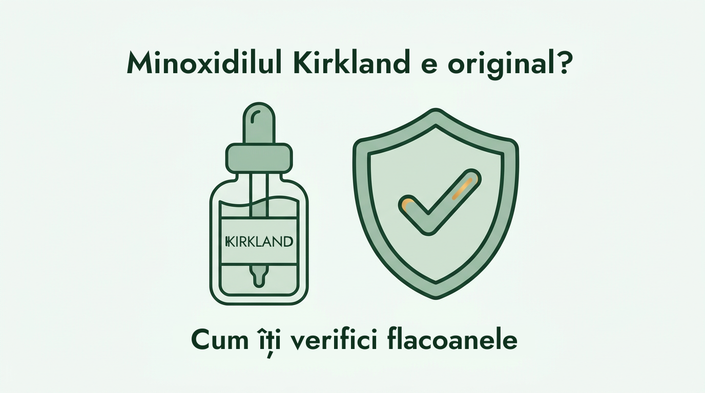 Minoxidilul Kirkland e original? Cum verifici sticlele