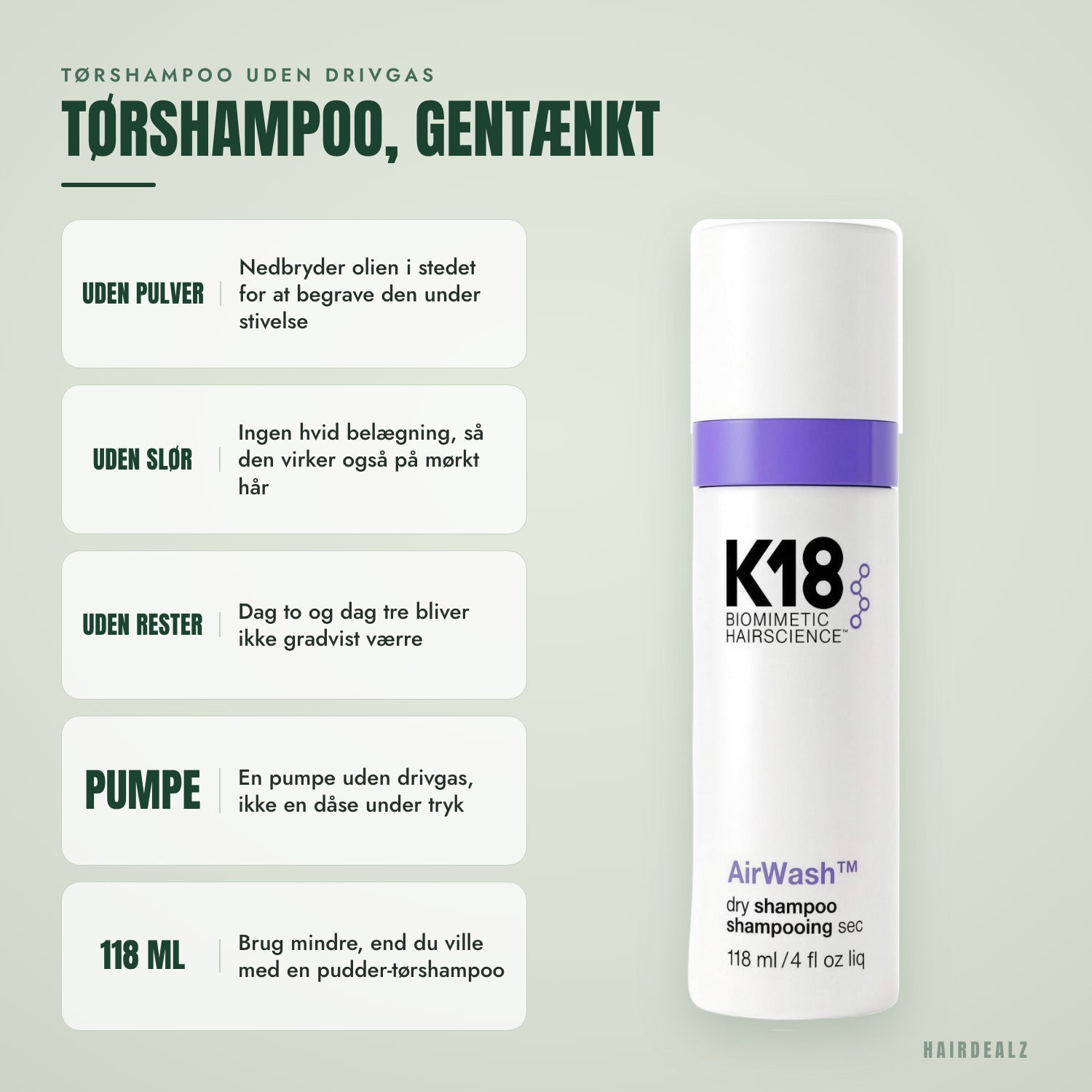 Hvorfor K18 AirWash er anderledes end et pudder-tørshampoo
