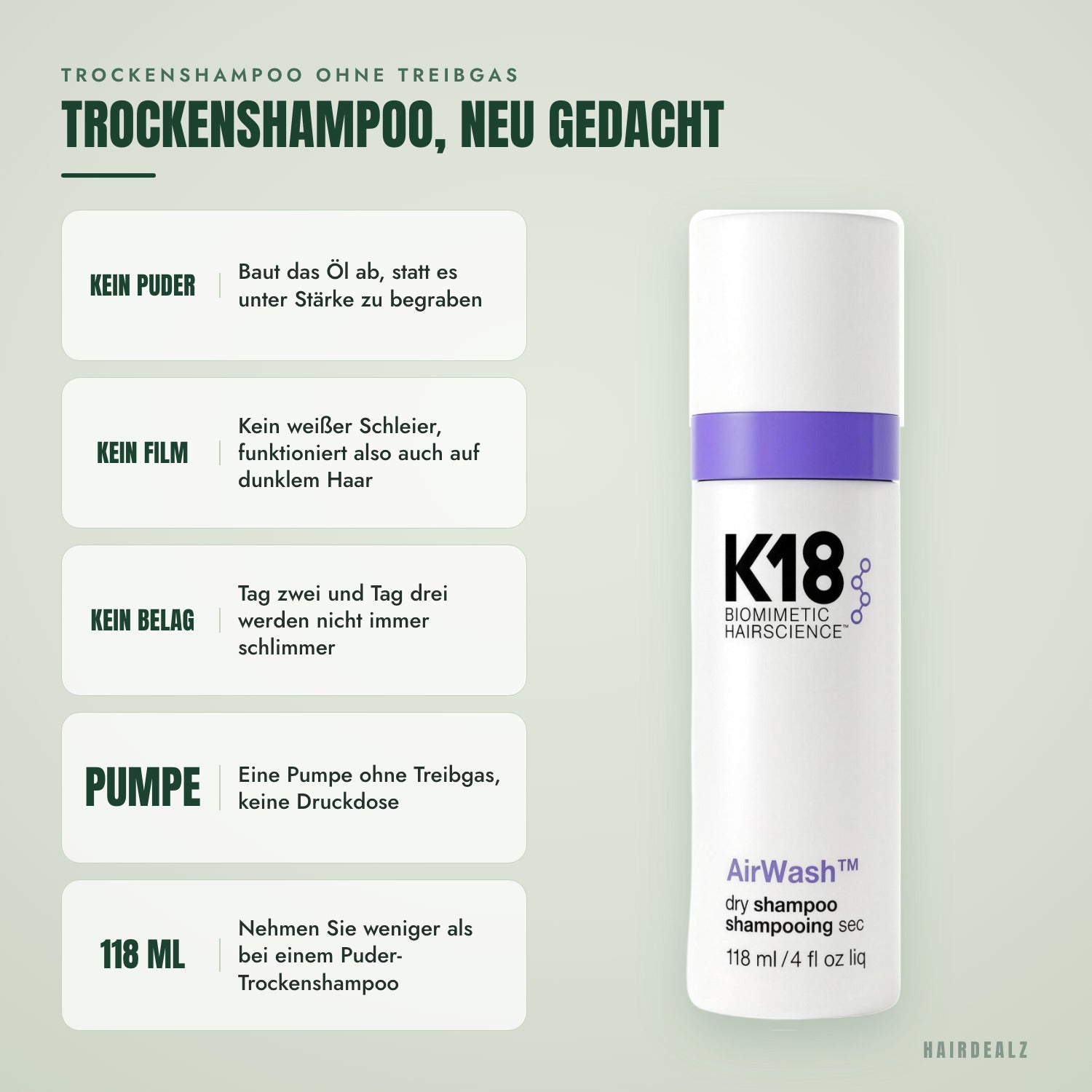 Warum K18 AirWash anders ist als ein Puder-Trockenshampoo
