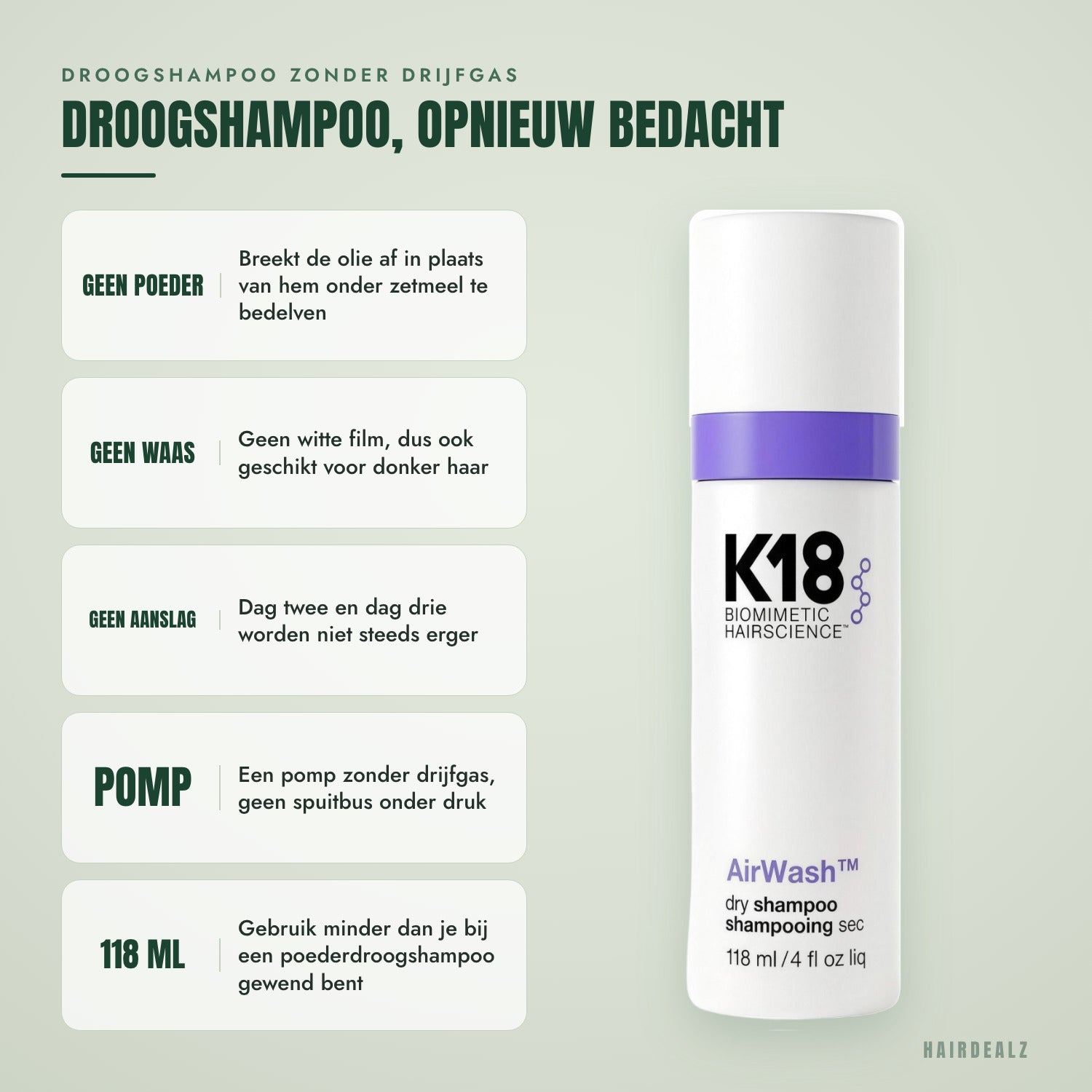 Waarom K18 AirWash anders is dan een poederdroogshampoo