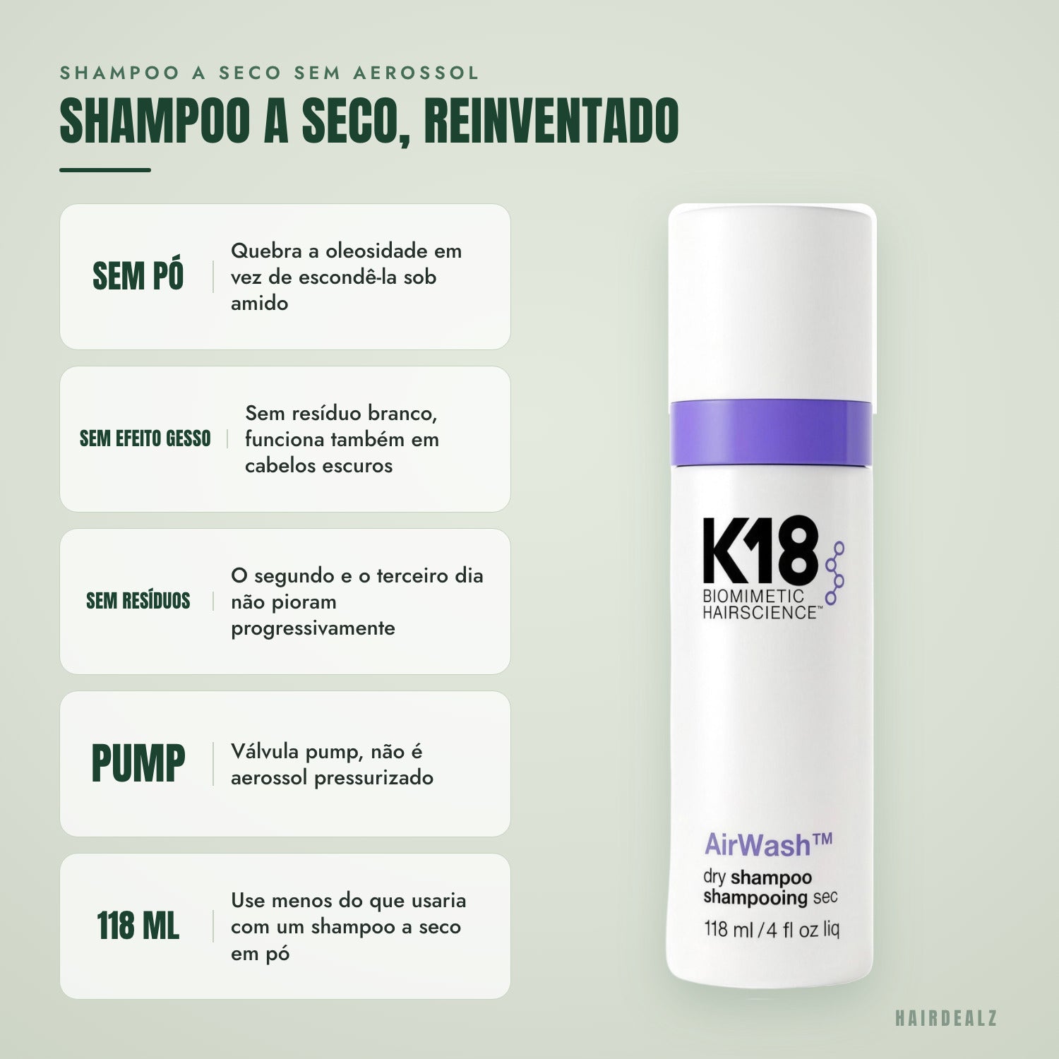 Por que o K18 AirWash é diferente de um shampoo a seco em pó