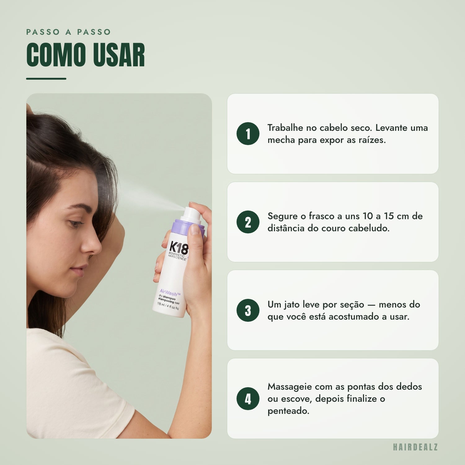 Como usar o shampoo a seco K18 AirWash, passo a passo