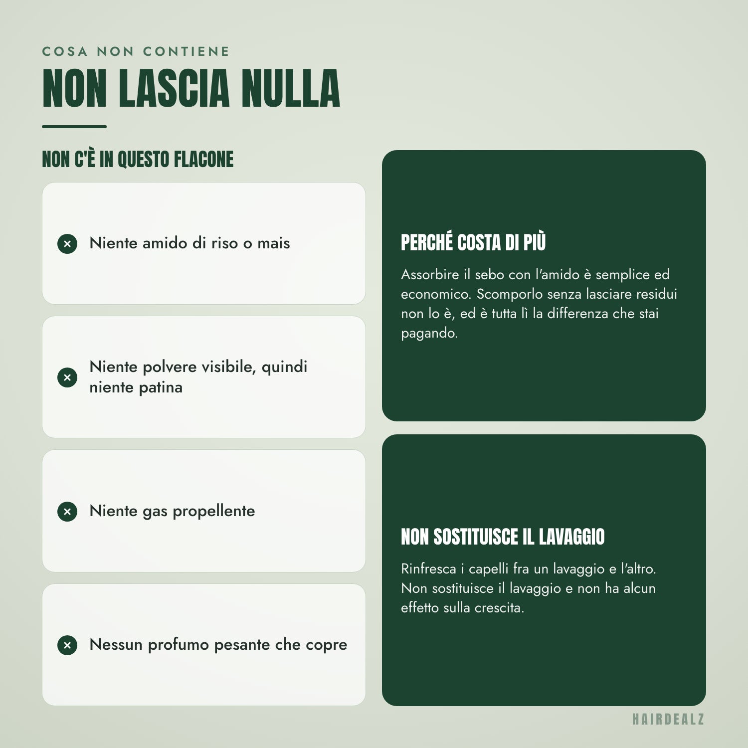 Che cosa non contiene lo shampoo a secco K18 AirWash