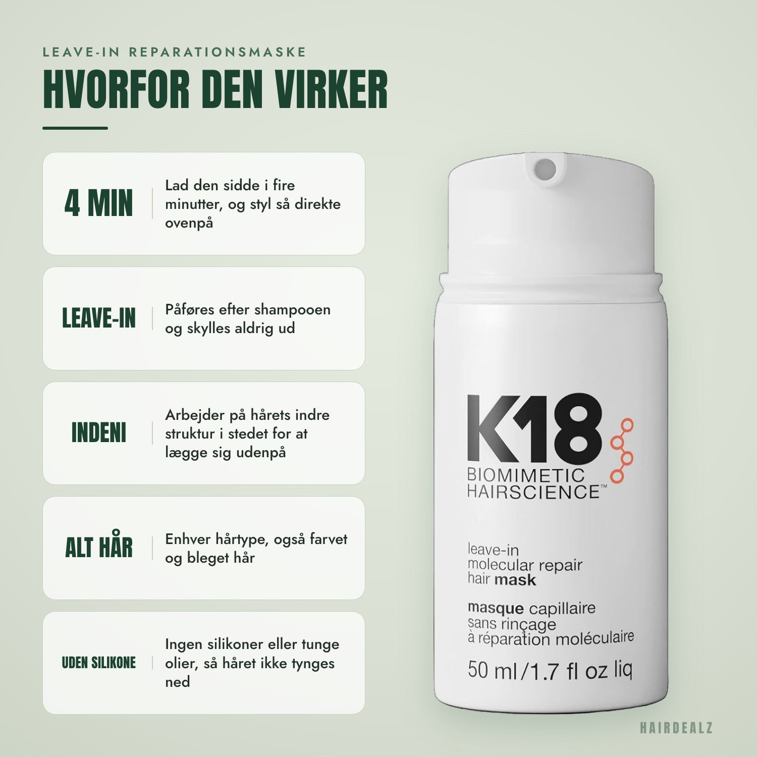 Hvorfor K18 leave-in molekylær reparationsmaske virker