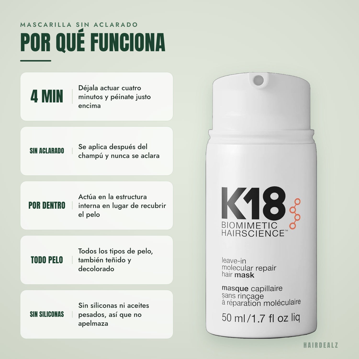 Por qué funciona la mascarilla K18 leave-in molecular repair