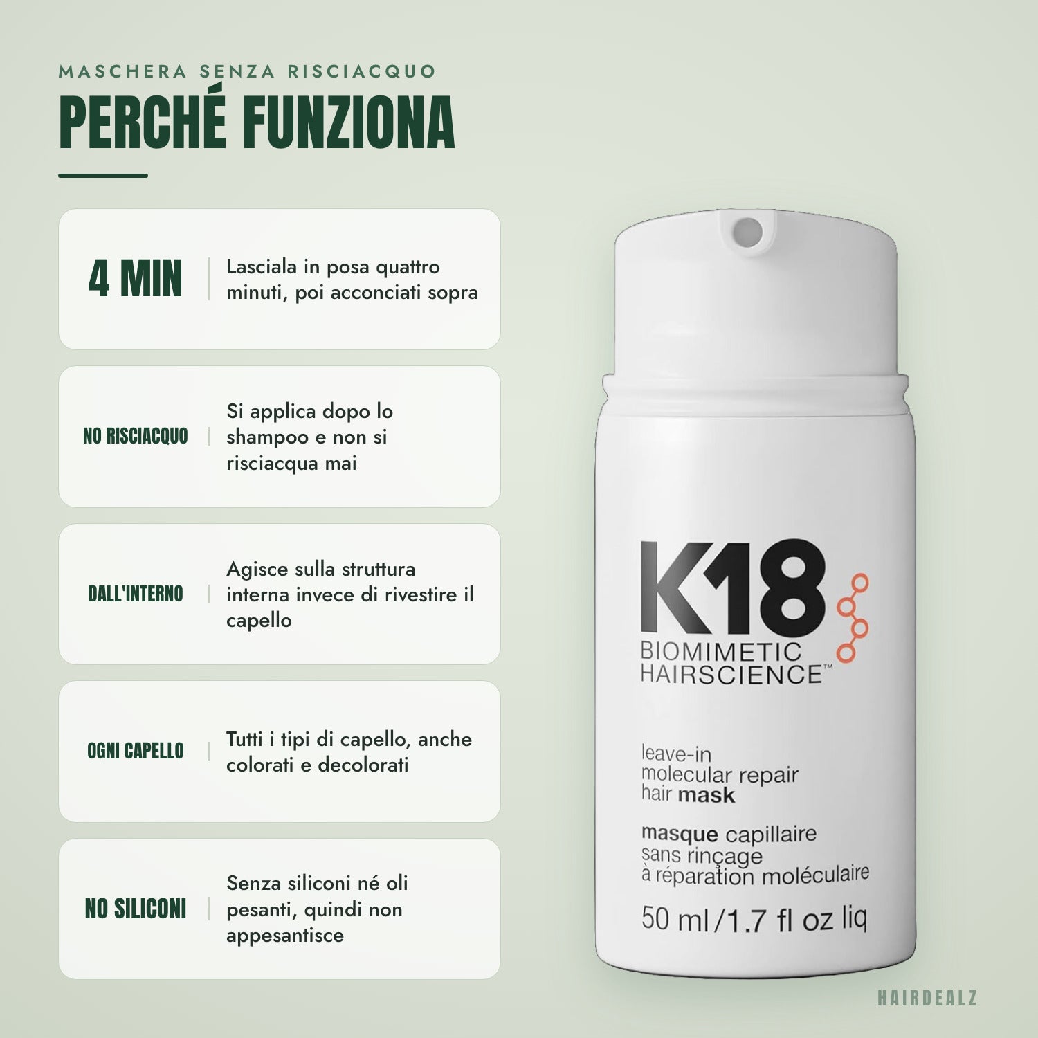Perché funziona la maschera K18 leave-in molecular repair