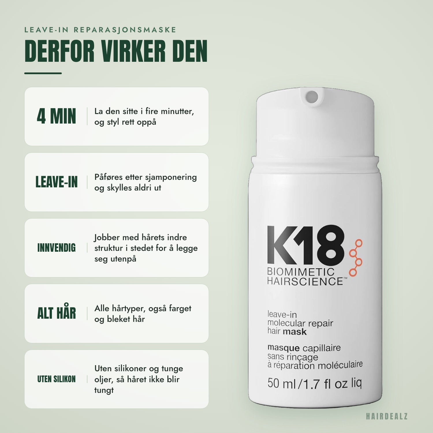 Derfor virker K18 leave-in molekylær reparasjonsmaske