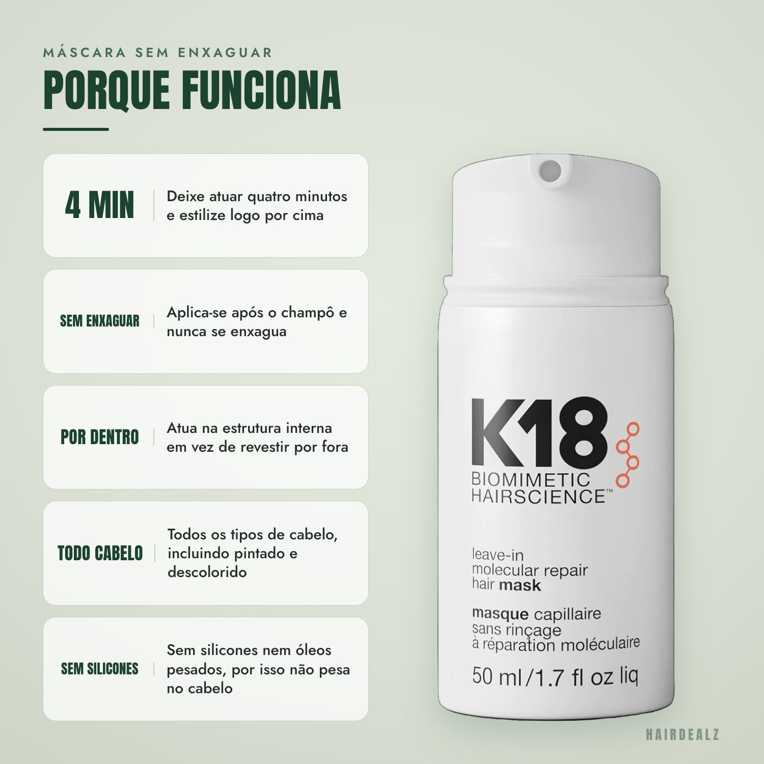 Porque funciona a máscara de reparação molecular leave-in K18