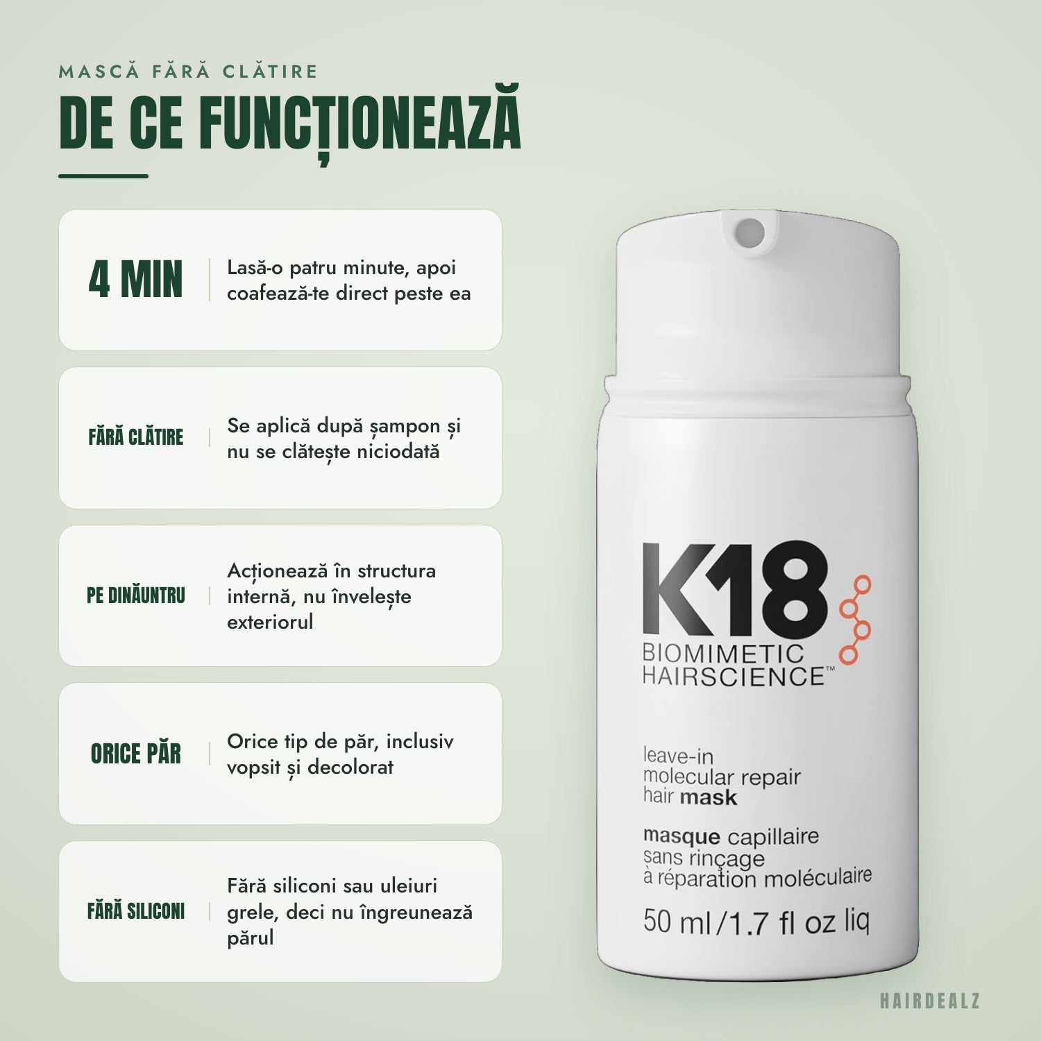De ce funcționează masca de reparare moleculară K18 leave-in