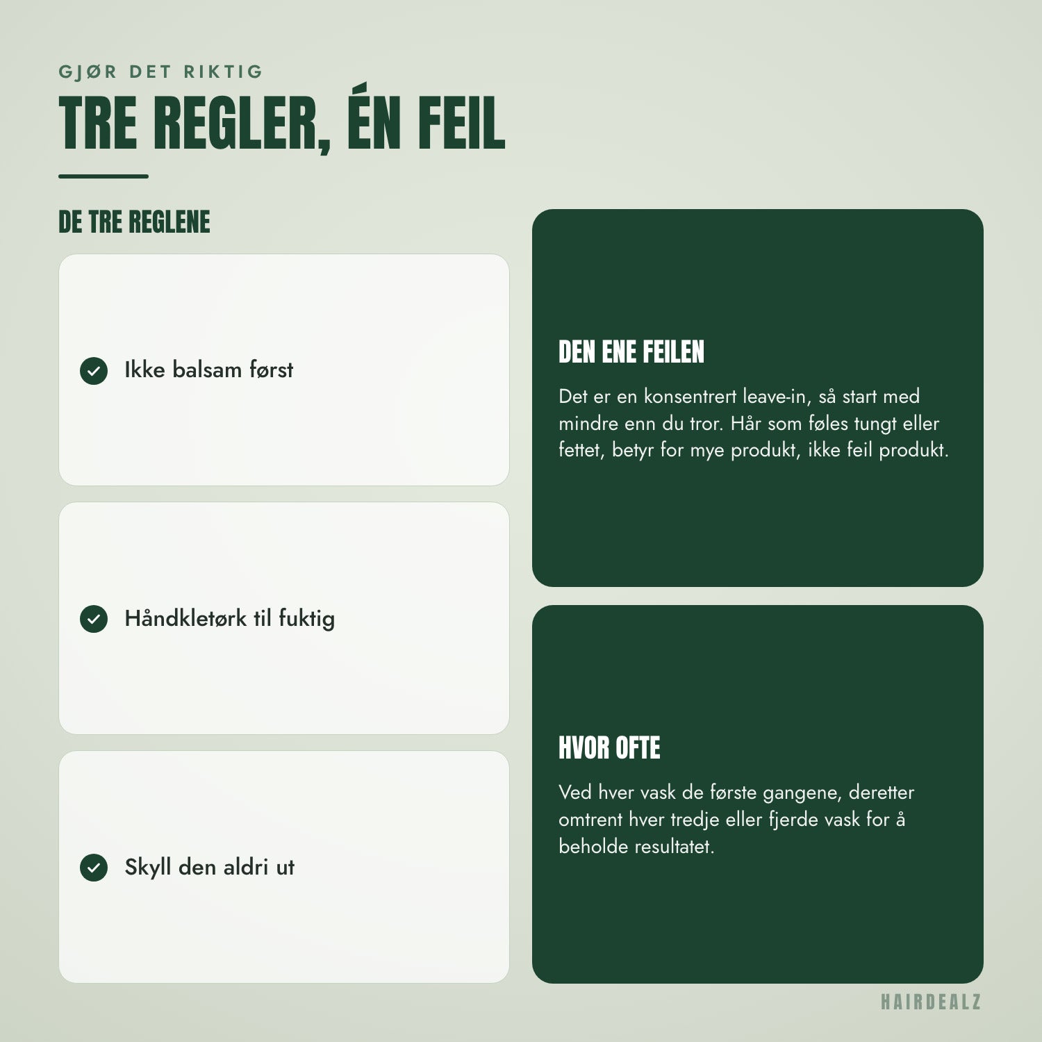 De tre reglene for bruk av K18 leave-in-masken
