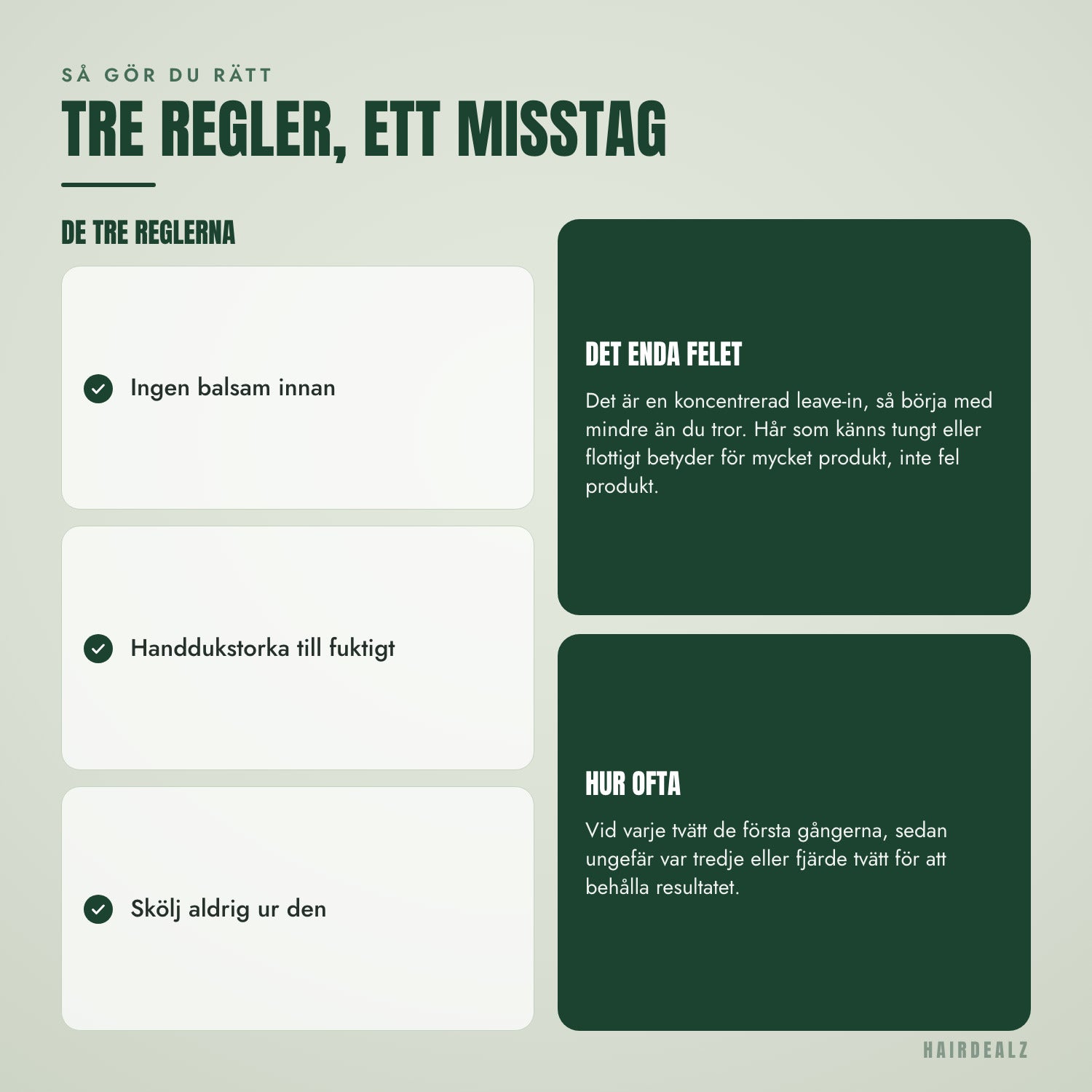 De tre reglerna för att använda K18 leave-in-mask
