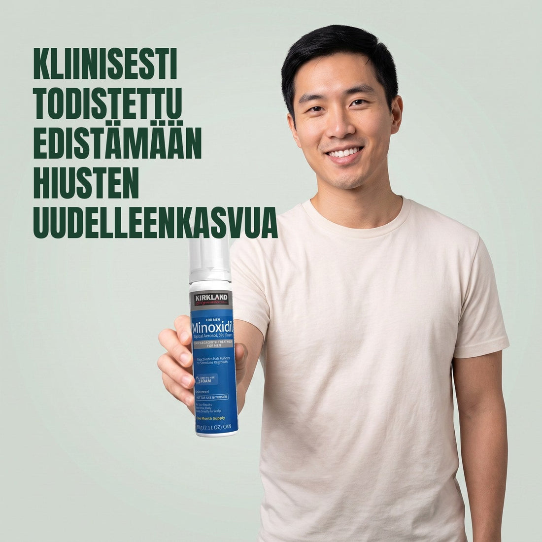 Kirkland Signature Minoxidil-vaahto 5% miehille - 1 tölkki (1 kuukauden pakkaus)