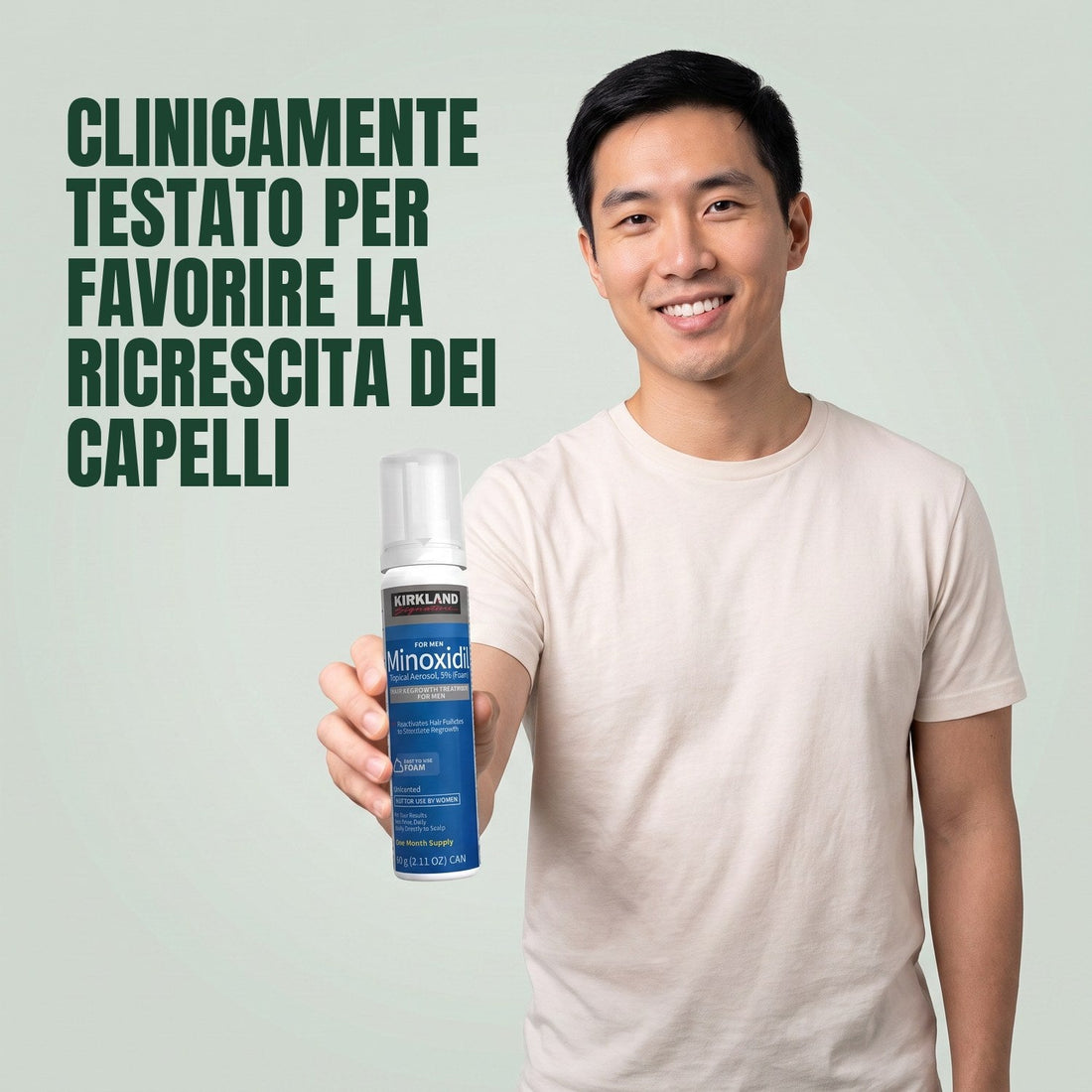 Schiuma di Minoxidil Kirkland Signature 5% per Uomo - 1 lattina (scorta per 1 mese)