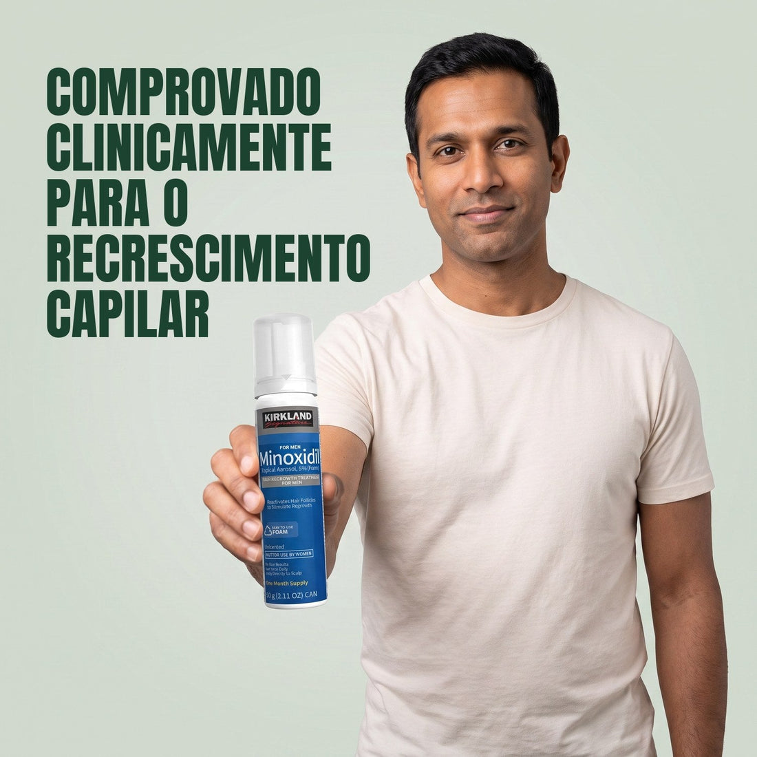 Espuma de Minoxidil Kirkland Signature 5% para Homens - 3 latas (fornecimento para 3 meses)