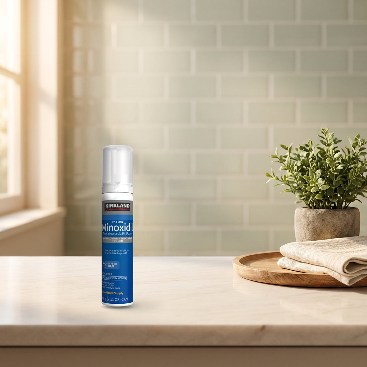 Kirkland Signature Minoxidil Schaum 5 % im täglichen Gebrauch