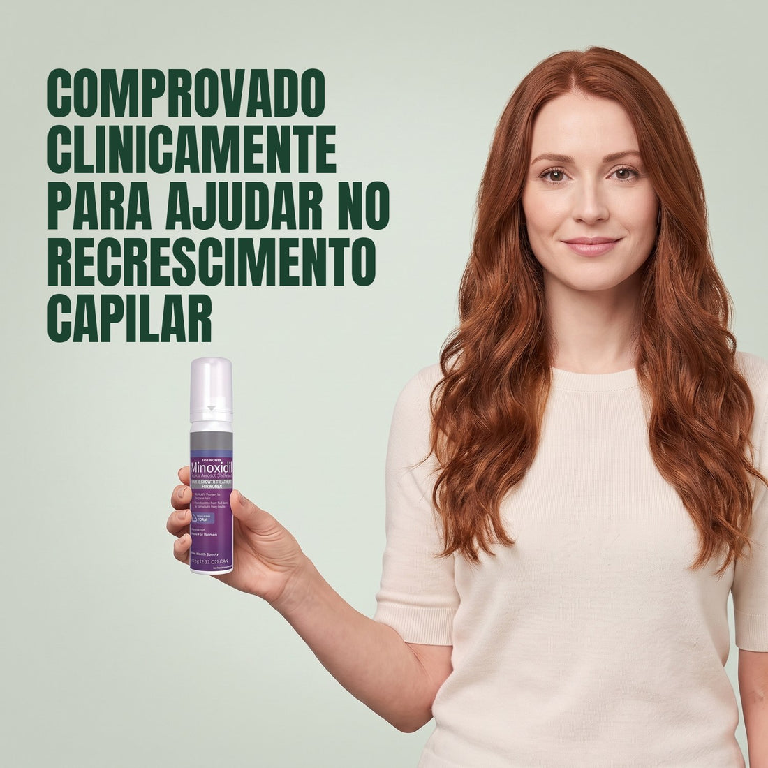 Kirkland Signature Espuma de Minoxidil 5% para Mulheres - caixa de varejo com uma lata de 60 g ao lado