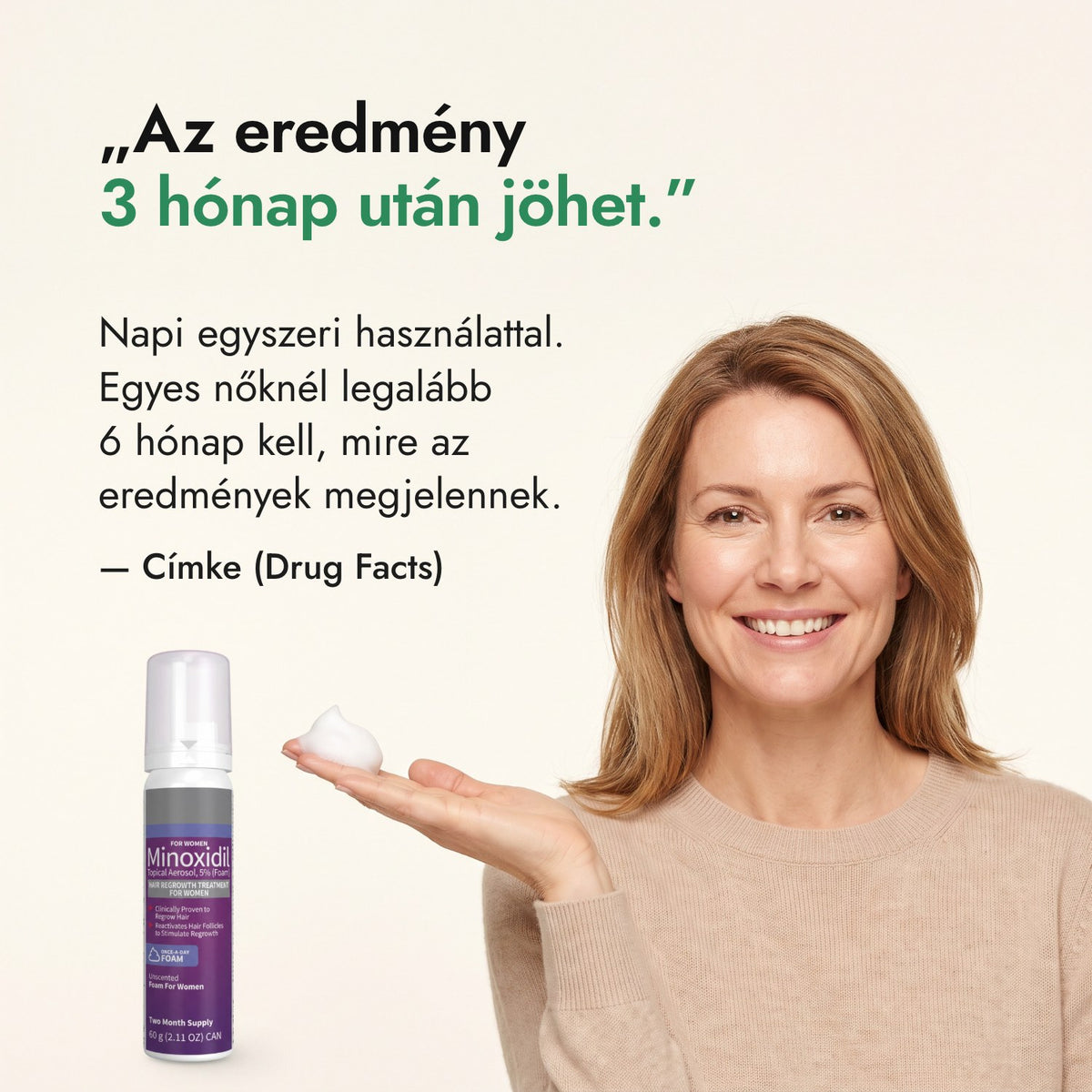 Az eredmény 3 hónap után jöhet. — Címke (Drug Facts)