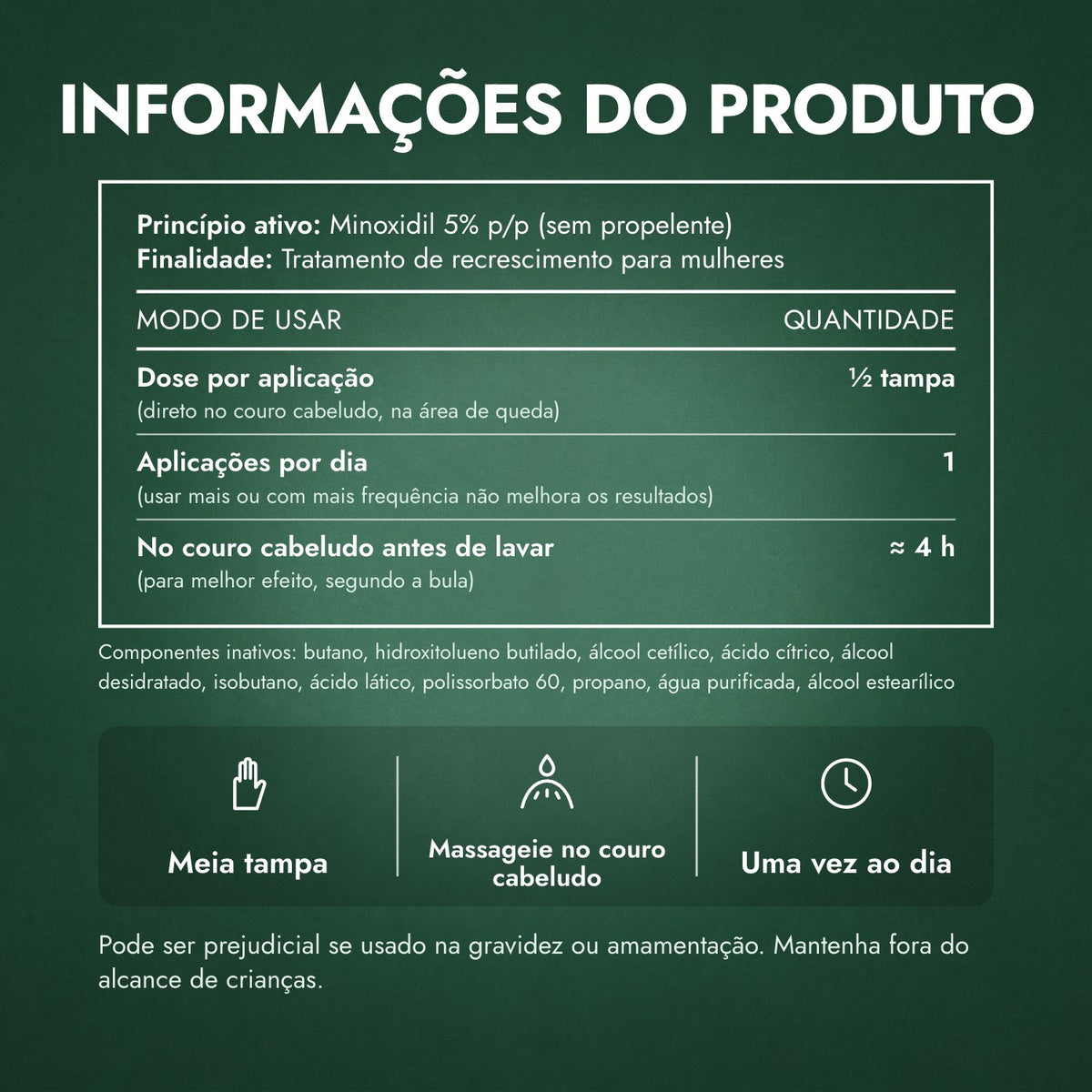 Informações do produto: Minoxidil Espuma 5% para Mulheres