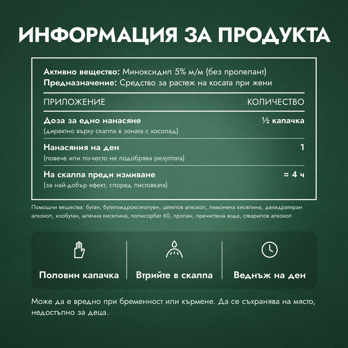 Информация за продукта: Пяна с миноксидил 5% за жени