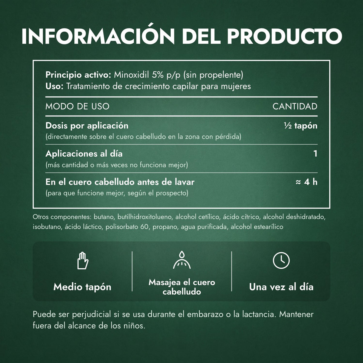 Información del producto: Minoxidil Espuma 5% para Mujeres