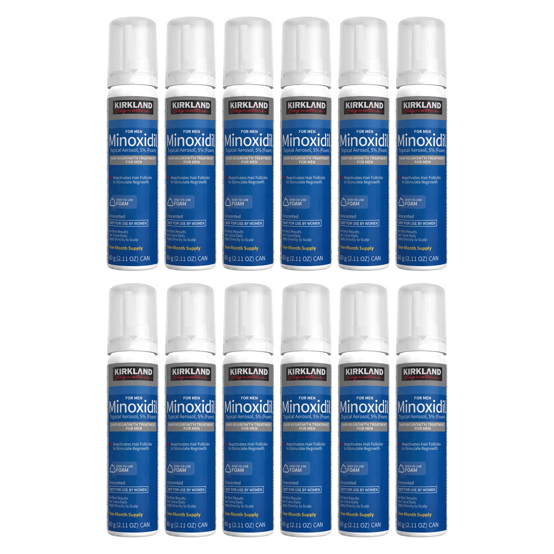 Kirkland Signature Minoksidiili-vaahto 5% miehille - 12 tölkkiä (12 kuukauden pakkaus)
